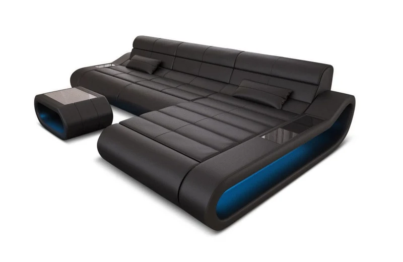 Couch Concept Lang L-Form in Leder