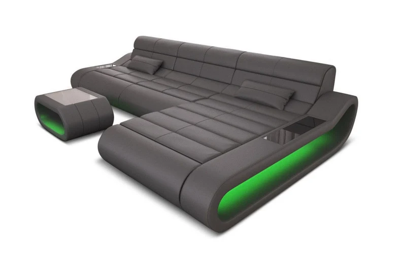 Couch Concept Lang L-Form in Leder