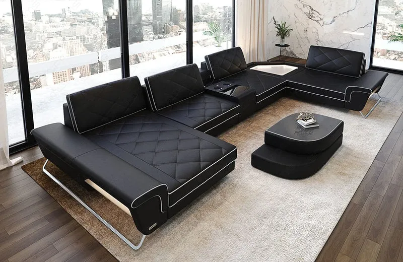 Sofa Ferrara Eleganz U-Form in Leder