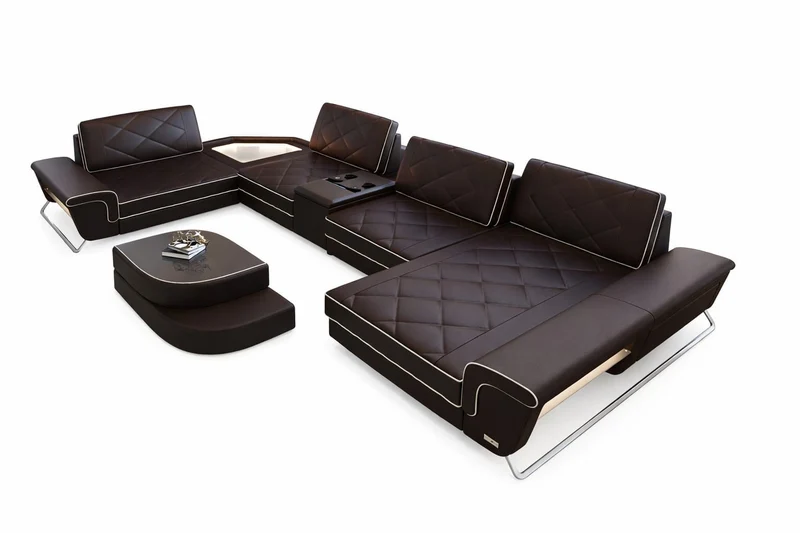 Sofa Ferrara Eleganz U-Form in Leder