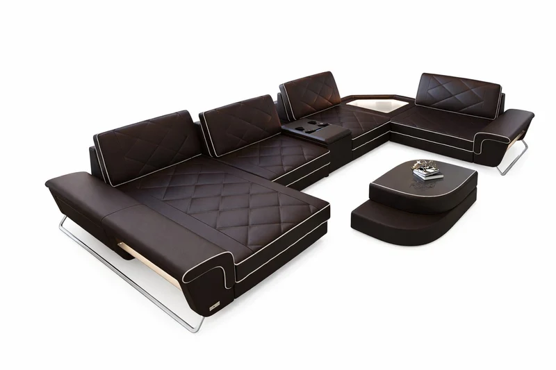 Sofa Ferrara Eleganz U-Form in Leder