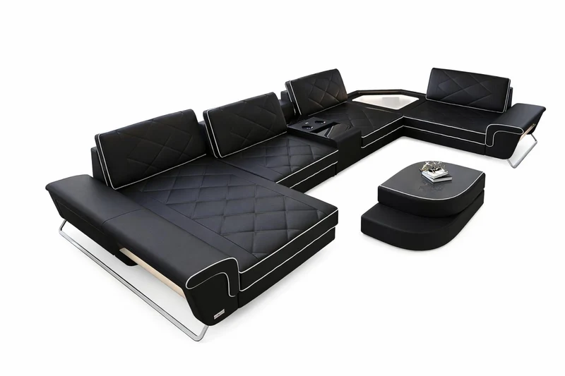 Sofa Ferrara Eleganz U-Form in Leder