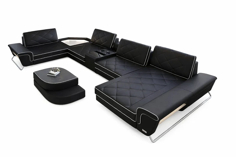 Sofa Ferrara Eleganz U-Form in Leder