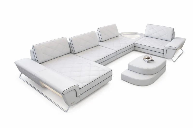 Sofa Ferrara Eleganz U-Form in Leder