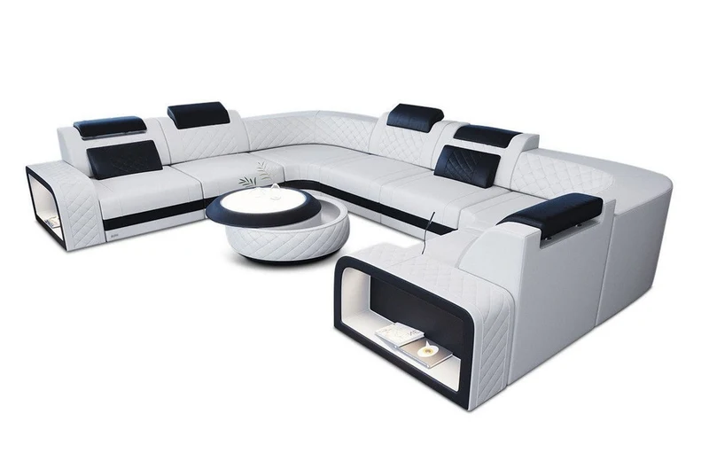 Designsofa Foggia U-Form aus Leder