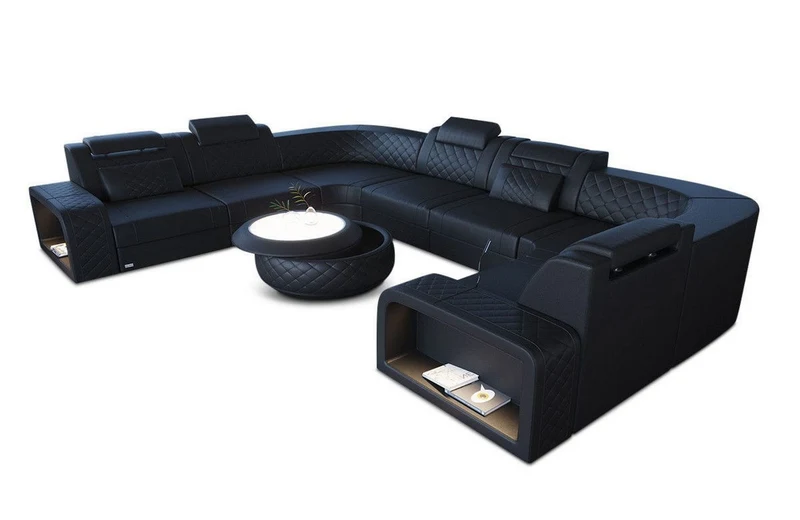 Designsofa Foggia U-Form aus Leder