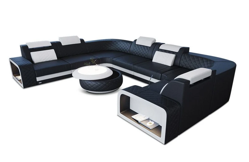 Designsofa Foggia U-Form aus Leder