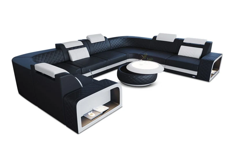 Designsofa Foggia U-Form aus Leder