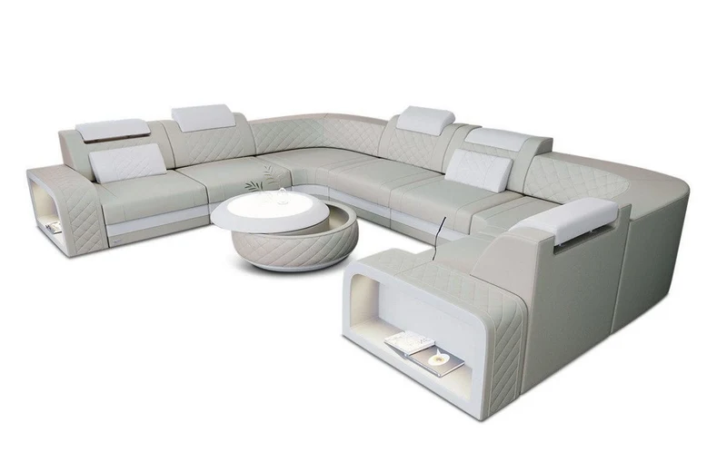 Designsofa Foggia U-Form aus Leder