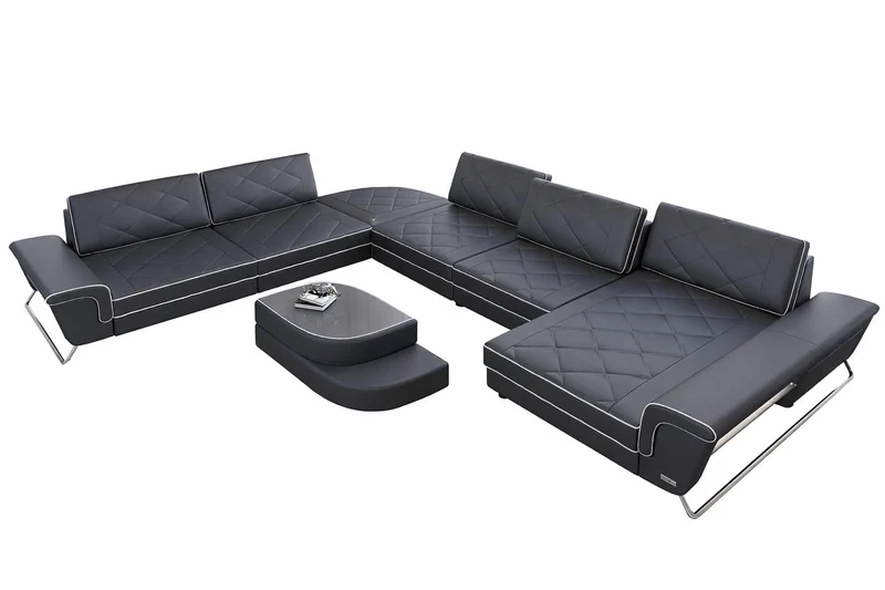 XXL Wohnlandschaft Bari Pur U-Form aus Leder