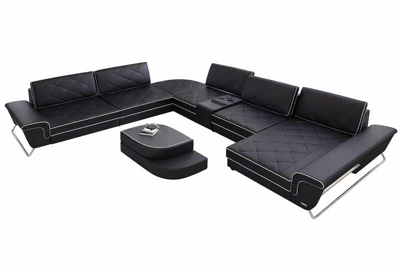 XXL Wohnlandschaft Bari Pur U-Form aus Leder