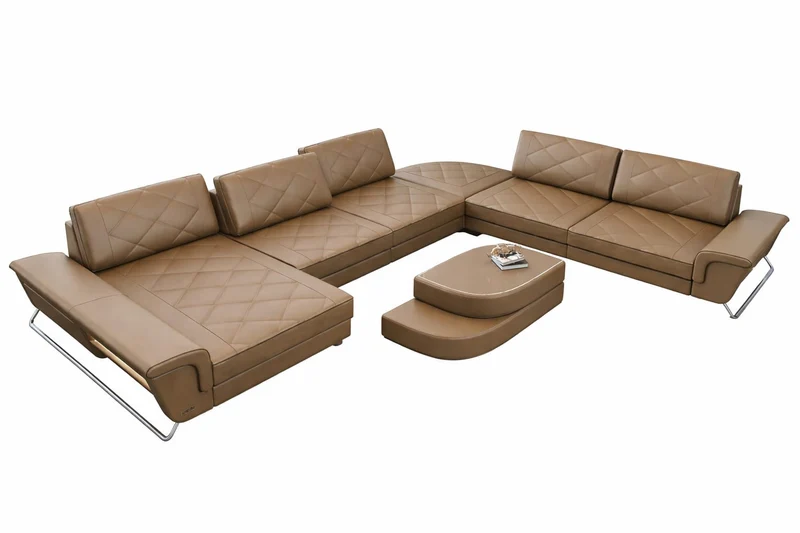 XXL Wohnlandschaft Bari Pur U-Form aus Leder