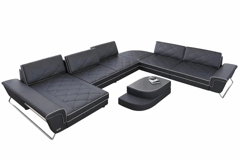 XXL Wohnlandschaft Bari Pur U-Form aus Leder
