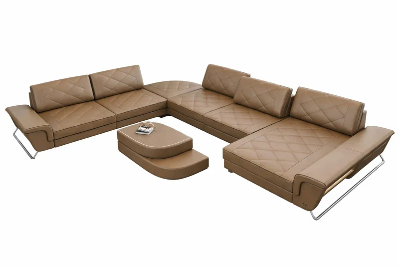 XXL Wohnlandschaft Bari Pur U-Form aus Leder