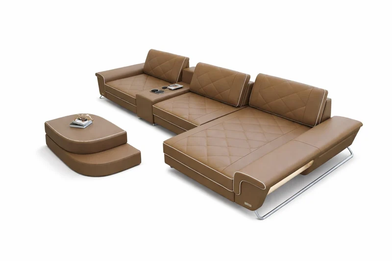 Ecksofa Bari Eleganz L-Form in Leder