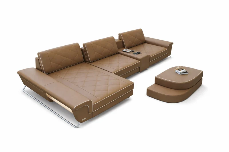 Ecksofa Bari Eleganz L-Form in Leder
