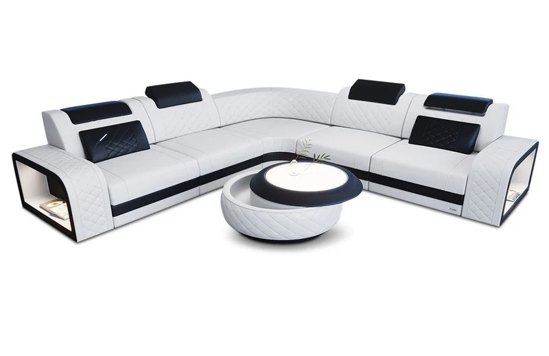 Couch Foggia L-Form in Leder