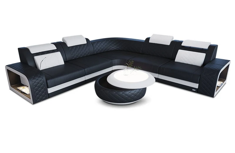 Couch Foggia L-Form in Leder