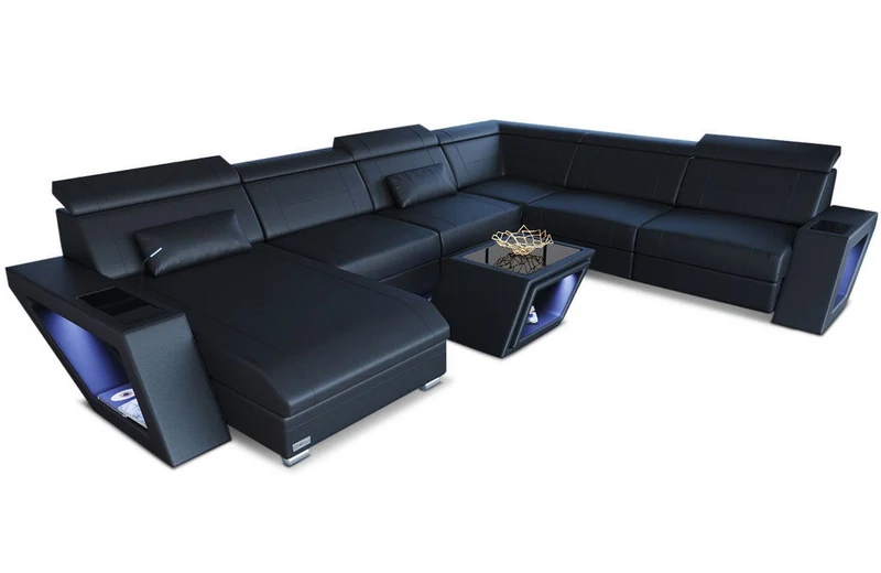 XXL Wohnlandschaft Catania U-Form in Leder