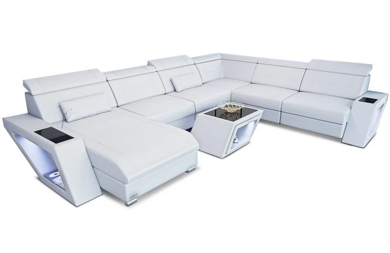 XXL Wohnlandschaft Catania U-Form in Leder