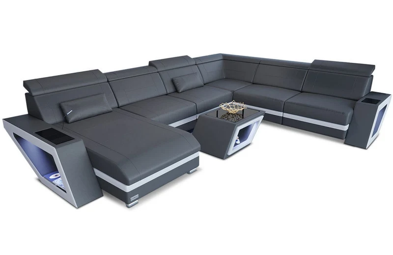 XXL Wohnlandschaft Catania U-Form in Leder