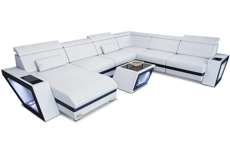 XXL Wohnlandschaft Catania U-Form in Leder