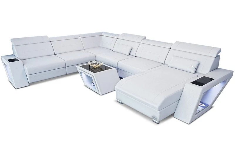 XXL Wohnlandschaft Catania U-Form in Leder