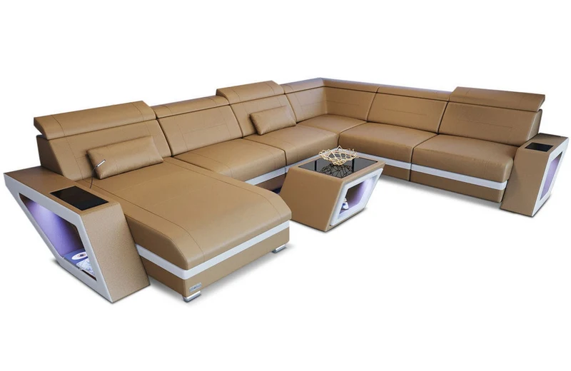 XXL Wohnlandschaft Catania U-Form in Leder