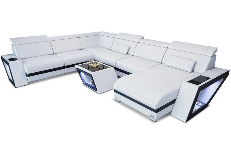 XXL Wohnlandschaft Catania U-Form in Leder