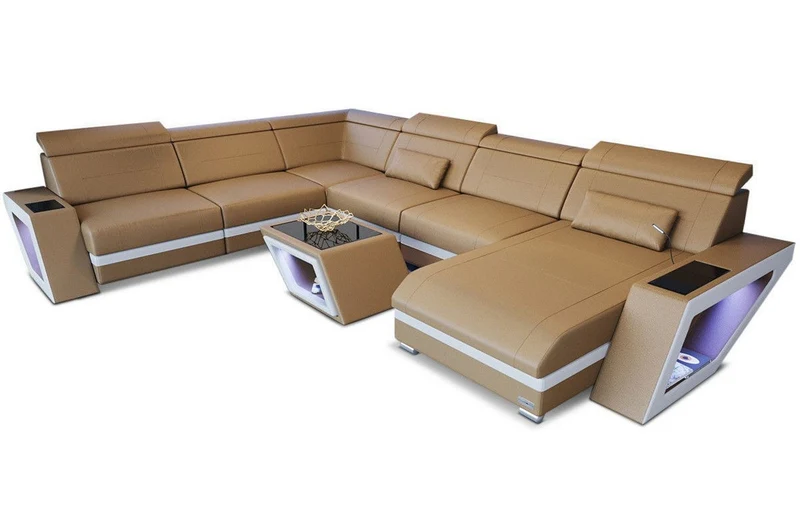 XXL Wohnlandschaft Catania U-Form in Leder
