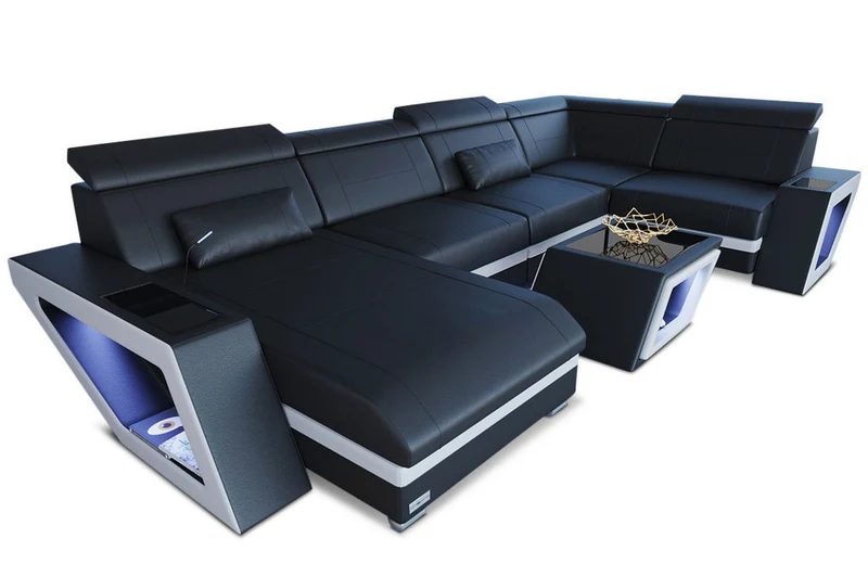 Leder Couch Catania U-Form