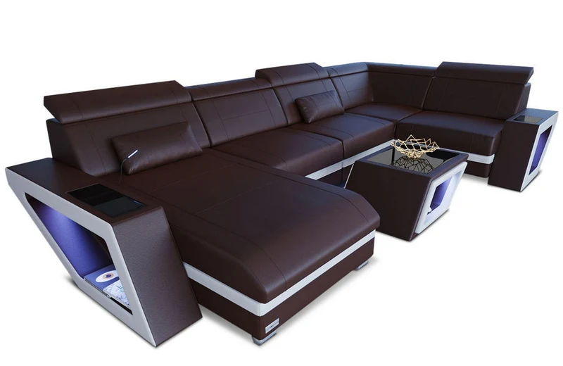 Leder Couch Catania U-Form