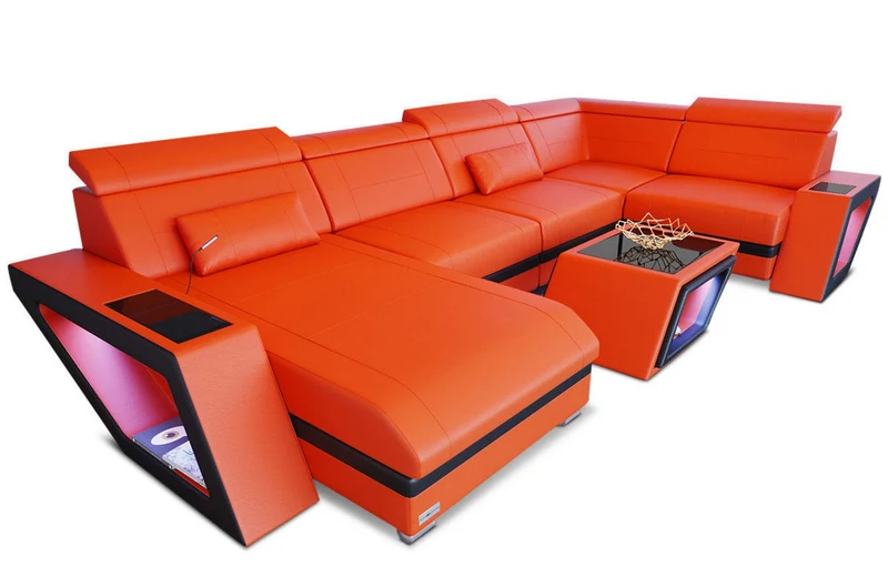 Leder Couch Catania U-Form