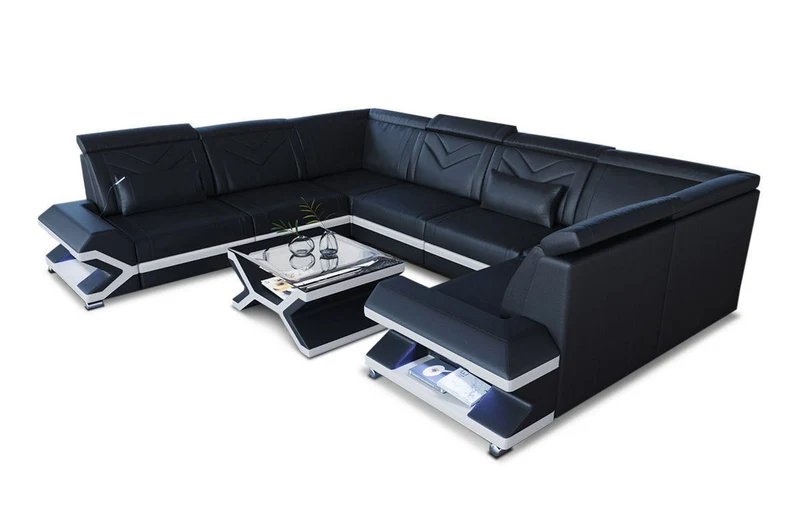 Designsofa Sorrento U-Form aus Leder
