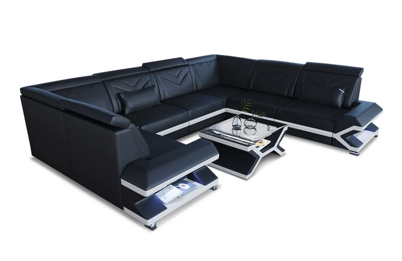 Designsofa Sorrento U-Form aus Leder