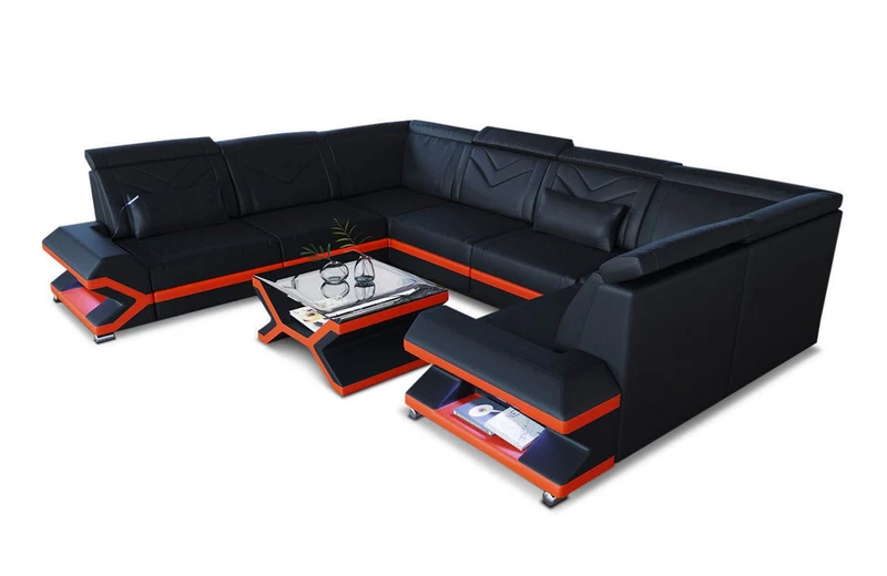 Designsofa Sorrento U-Form aus Leder