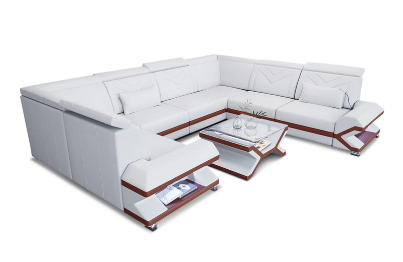 Designsofa Sorrento U-Form aus Leder