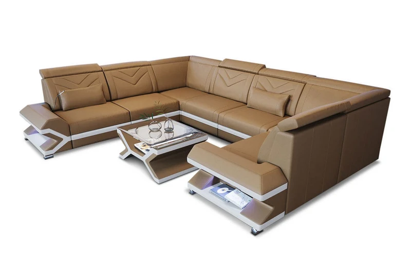 Designsofa Sorrento U-Form aus Leder