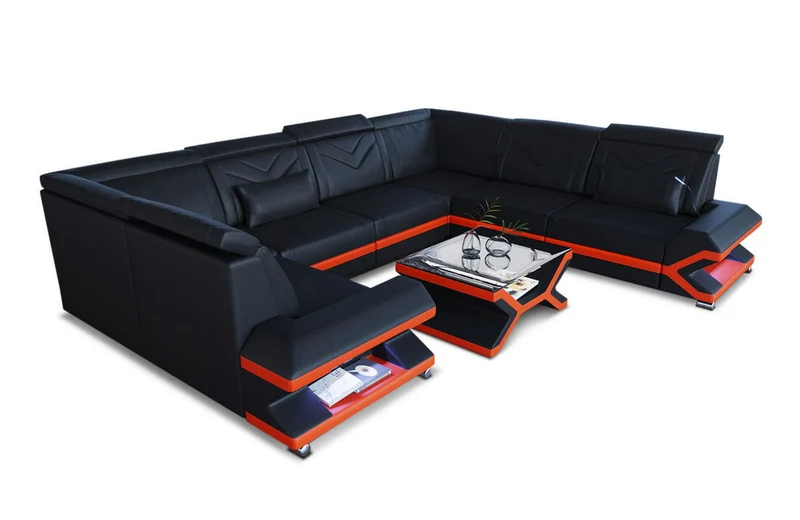 Designsofa Sorrento U-Form aus Leder