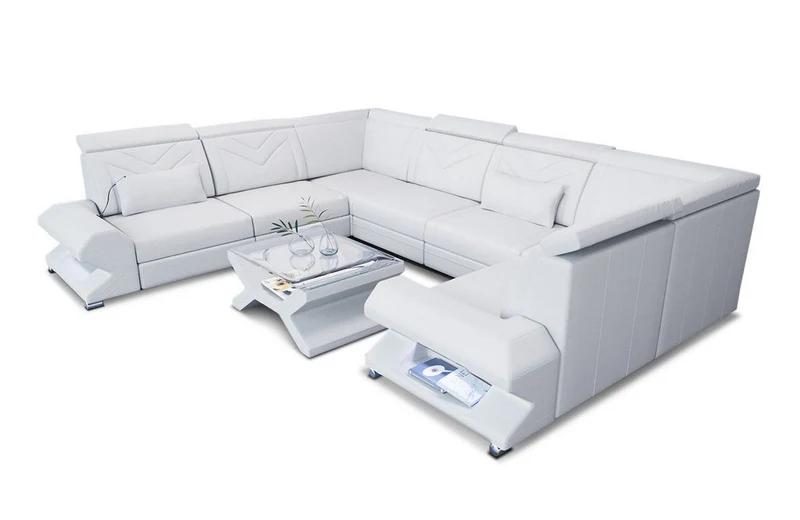 Designsofa Sorrento U-Form aus Leder