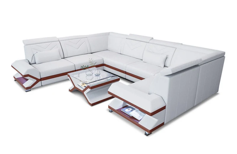 Designsofa Sorrento U-Form aus Leder