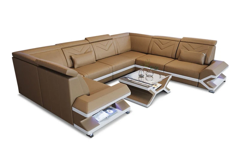 Designsofa Sorrento U-Form aus Leder