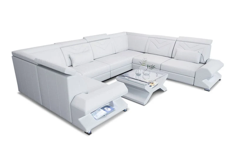 Designsofa Sorrento U-Form aus Leder