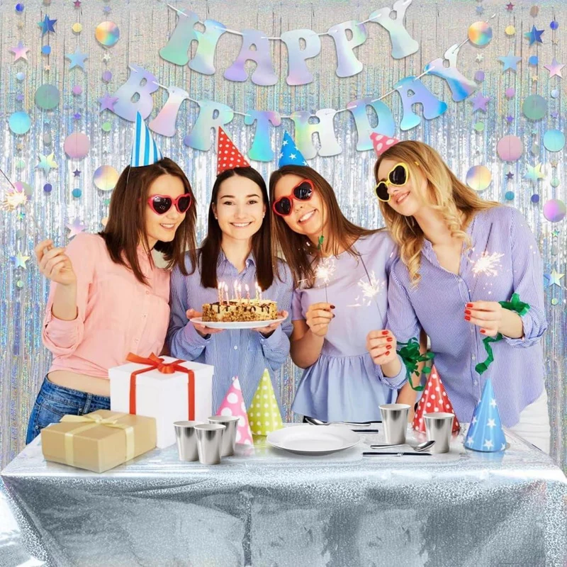 Silber Glitzer Tischdecke Geburtstag – Partydeko für Mädchen & Eurovision