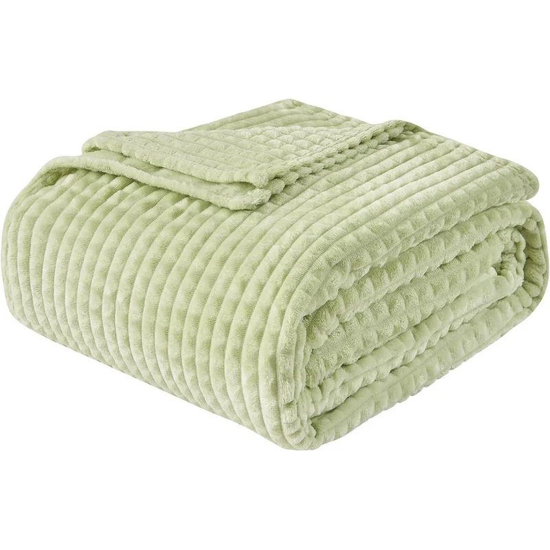Kuscheldecke 3D-Touch Sherpa Flanell 150x200cm Avocado Grün