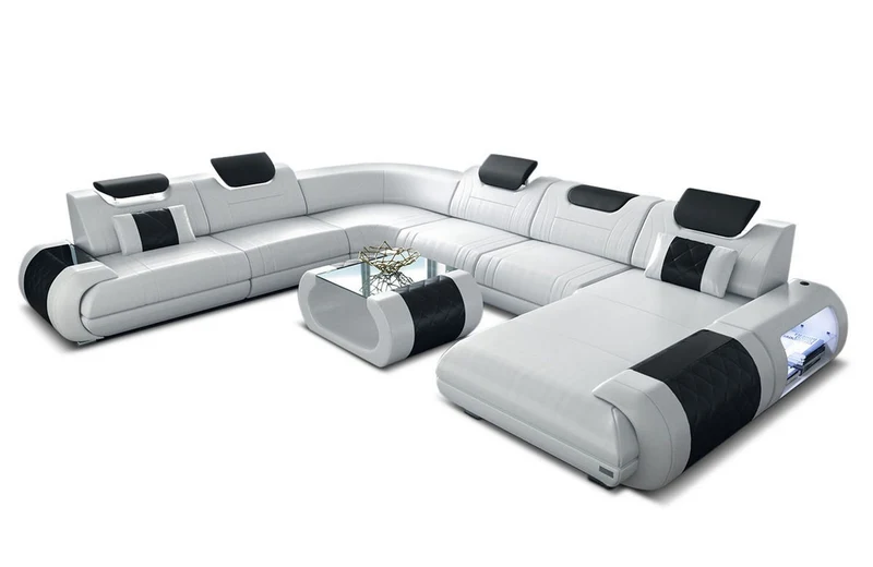 XXL Wohnlandschaft Rimini U-Form aus Leder