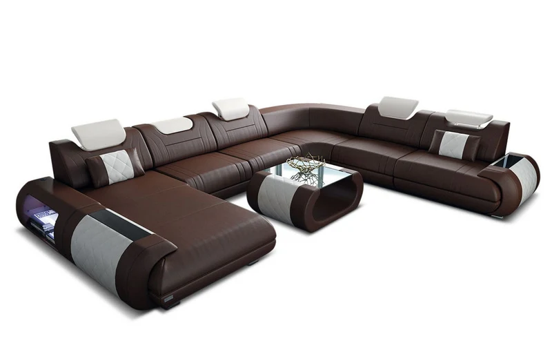 XXL Wohnlandschaft Rimini U-Form aus Leder