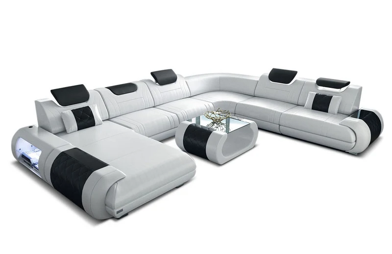 XXL Wohnlandschaft Rimini U-Form aus Leder