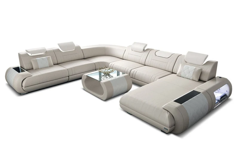 XXL Wohnlandschaft Rimini U-Form aus Leder