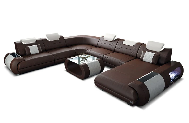 XXL Wohnlandschaft Rimini U-Form aus Leder